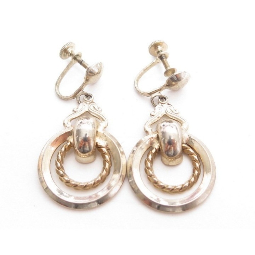 Vtg Gold Ornate Dangle‎ Sb Earrings